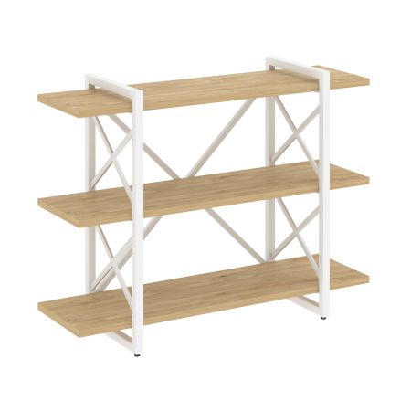 Стеллаж на регулируемых опорах-3 полки VR.L-MST.O-3.8V 1200x400x910 (Тиквуд Светлый/Белый металл)