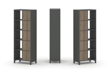Набор стеллажа 2-х сторонний, 5 ярусов SN.NSD-521 (754х400х1982) (Антрацит/Вяз Благородный/Металл Антрацит)