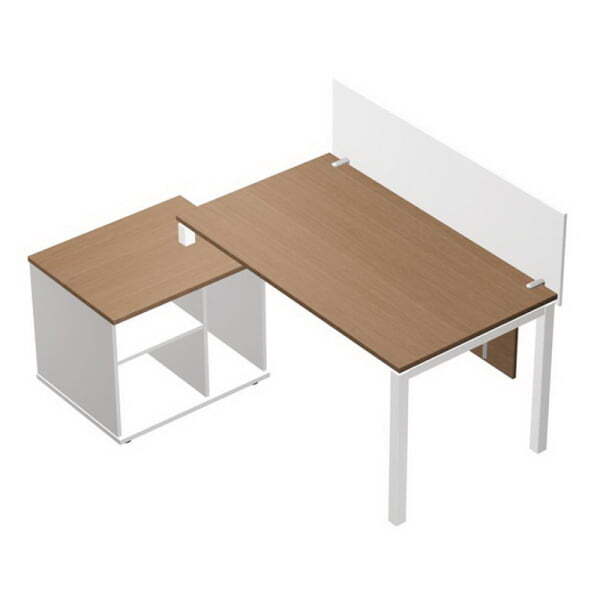 Стол письменный (140) на опорной тумбе левой с экранами ДСП PROFIQUADRO КВ 0194 БВ 1674x1260x750 (Белый премиум / Вишня скандинавскаяСерый)