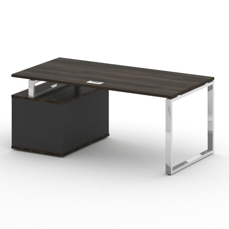 Стол руководителя с опорной тумбой, правый Shift SK.SRT-180 (R) (1800x904x753) (Дуб Мали-Антрацит | Хром)