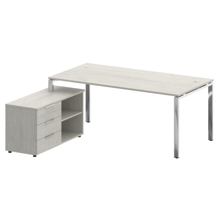 Стол для руководителя с тумбой левый БГ.СРТ-5.9 (L) 1900x1720x750 (Дуб Наварра/Нерж. Сталь)