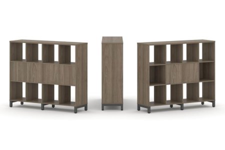 Набор стеллажа 1 сторонний, 3 яруса SN.NS-341 (1488х400х1248) (Вяз Благородный/Металл Антрацит)