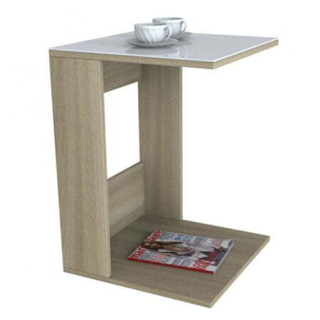 Стол журнальный BeautyStyle - 3 БС-3 450x450x600 (Сонома/стекло белое)