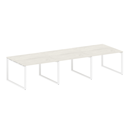 Переговорный стол 3 столешницы Metal System Style БО.ПРГ-3.2 3600x1235x750 (Дуб Наварра/Белый металл)