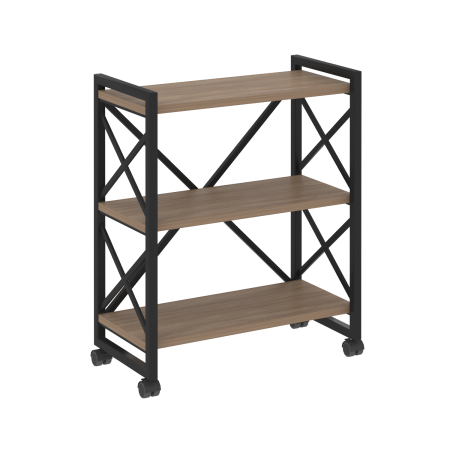 Стеллаж на колесных опорах-3 полки VR.L-MST.K-3.8 800x400x968 (Дуб Аризона/Черный металл)