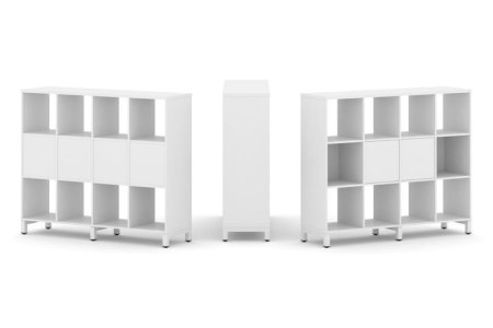 Набор стеллажа 1 сторонний, 3 яруса SN.NS-341 (1488х400х1248) (Белый/Металл Белый)