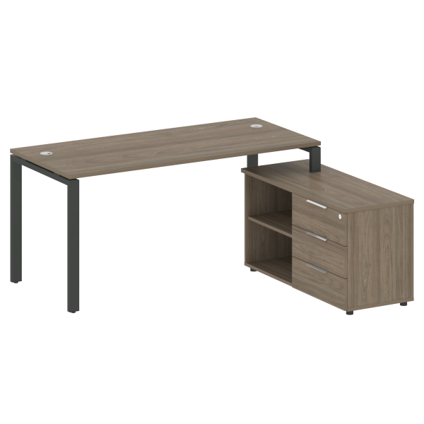 Рабочая станция с опорной тумбой правая Metal System Style БП.РС-СТС-2.4 Пр 1700x1520x750 (Вяз/Антрацит металл)