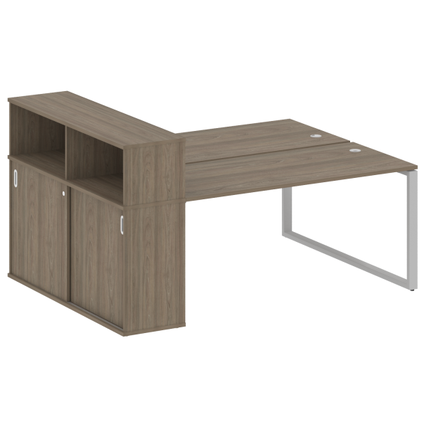 Рабочая станция с шкафом-купе на О-образном м/к Metal System Style БО.РС-СШК-2.4 Т 2010x1475x1098 (Вяз/Серый металл)