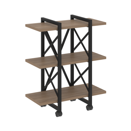 Стеллаж на колесных опорах-3 полки VR.L-MST.K-3.4V 800x400x968 (Дуб Аризона/Черный металл)