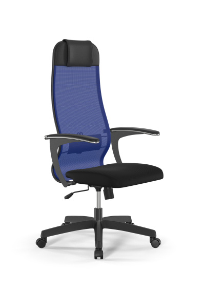 Кресло для руководителя Метта Sit 10 B1-111U - X2+UMF(X1) /Ub00/Wh00/U0mL-b(M09.B02.G15.W01) (Синий | Черный)