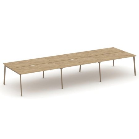 Рабочая станция 6 мест ES.D.RS-6.4-VP (4740х1500х750) (Тиквуд Светлый/Металл Латте)