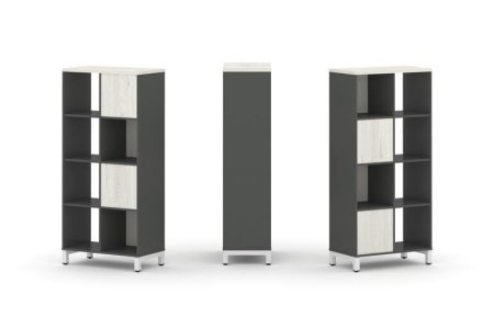 Набор стеллажа 2-х сторонний, 4 яруса SN.NSD-421 (754х400х1615) (Антрацит/Дуб Наварра/Металл Белый)