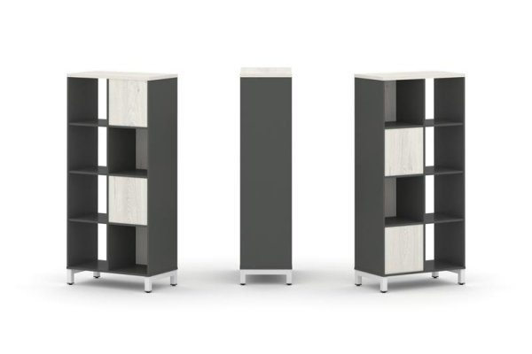 Набор стеллажа 2-х сторонний, 4 яруса SN.NSD-421 (754х400х1615) (Антрацит/Дуб Наварра/Металл Белый)