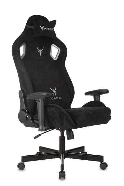 Кресло игровое Knight Outrider черный Light-20 с подголов. крестов. металл (Черный)
