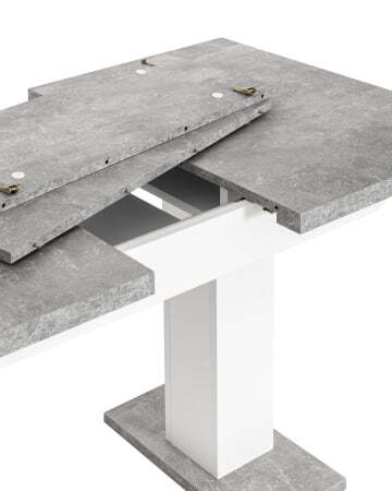 Стол Clyde 110-168*75 бетон/белый (Стол обеденный Clyde белый)