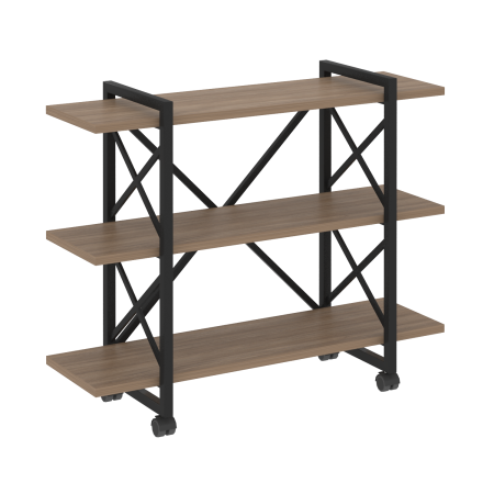 Стеллаж на колесных опорах-3 полки VR.L-MST.K-3.8V 1200x400x968 (Дуб Аризона/Черный металл)