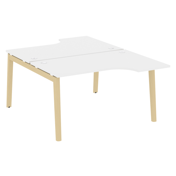 Рабочая станция на деревянных опорах Onix Wood OW.D.SA-2 1380x1995x750 (Белый Бриллиант/Дуб Светлый)