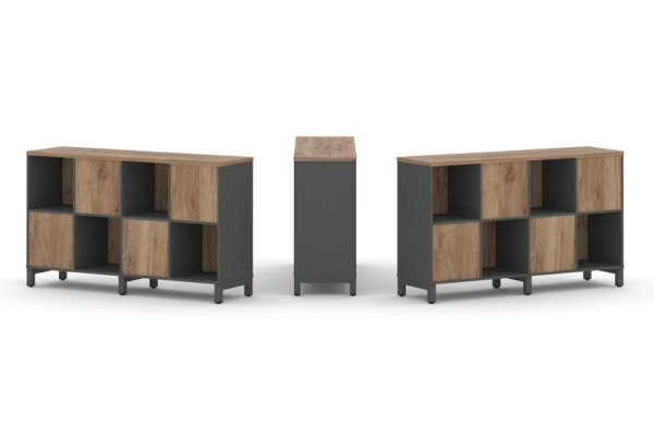 Набор стеллажа 2-х сторонний, 2 яруса SN.NSD-241 (1488х400х881) (Антрацит/Дуб Табак/Металл Антрацит)