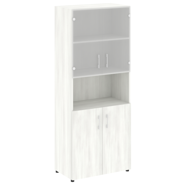 Шкаф комбинированный со стеклом нужен топ LT.ST 1.4 800x450x1990 (Снежная Патина)