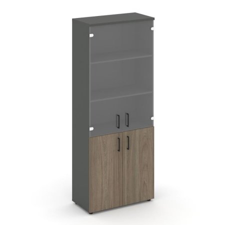 Шкаф высокий широкий SN.STS.E-102 (796х400х1982) (Антрацит/Вяз Благородный/Прозрачный)