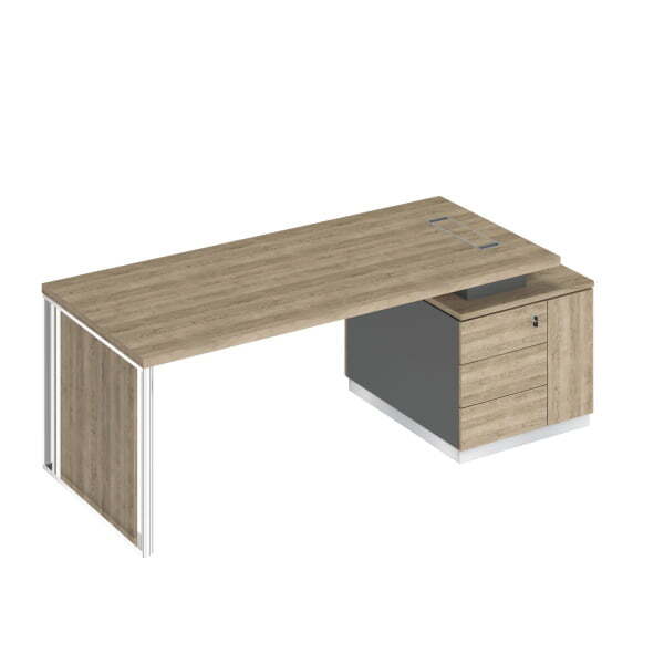 Стол руководителя с декоративной вставкой Bravo БР 112 2180x900x750 (Дуб гладстоун светлый / Антрацит премиум / Дуб гладстоун светлыйСерый)