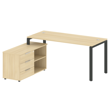 Рабочая станция с опорной тумбой левая Metal System Style БП.РС-СТС-2.4 Л 1700x1520x750 (Акация/Антрацит металл)
