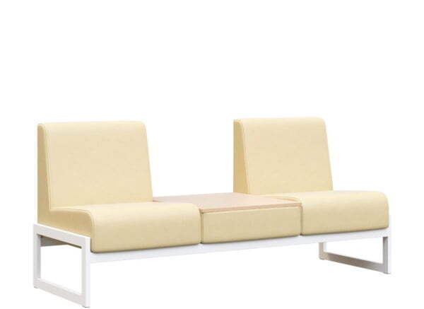 Диван двухместный со столиком универс. MD.D2-ST2  (1855х700х700) (Oregon Бежевый арт.11/Денвер светлый/Белый металл)