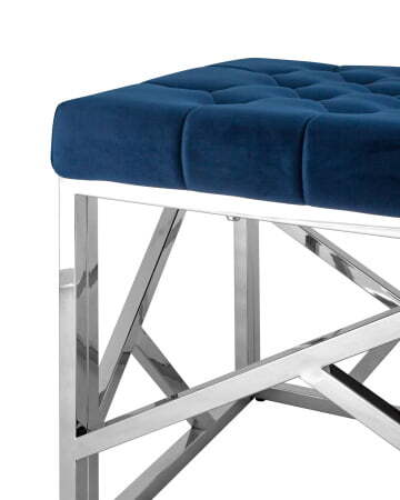 Банкетка-скамейка АРТ ДЕКО велюр синий сталь серебро (Банкетка Арт Деко синий)