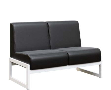 Диван двухместный MD.D2  (1255х700х700) (Oregon Черный арт.16/Белый металл)