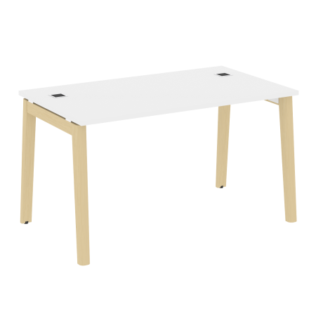 Стол руководителя на деревянных опорах Onix Wood Direct OW.SRR-3.8 1380x800x750 (Белый Бриллиант/Дуб Светлый)