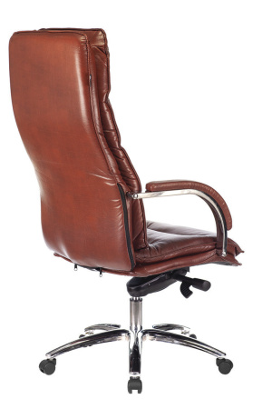Кресло руководителя T-9927SL светло-коричневый Leather EiCHel кожа крестов. металл хром (Светло-коричневый)