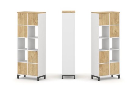 Набор стеллажа 1 сторонний, 5 ярусов SN.NS-521 (754х400х1982) (Белый/Тиквуд Светлый/Металл Антрацит)