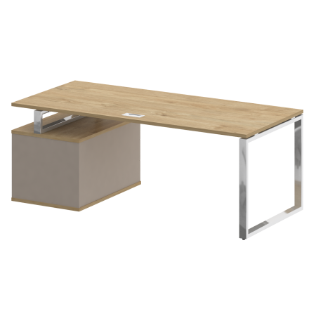 Стол руководителя с опорной тумбой, правый Shift SK.SRT-200 (R) (2000x904x753) (Тиквуд Светлый-Капучино | Хром)