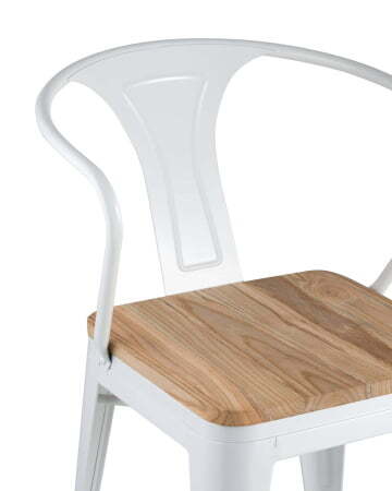 Стул TOLIX ARM WOOD с подлокотниками белый (Стул Tolix Arm Wood белый глянцевый)