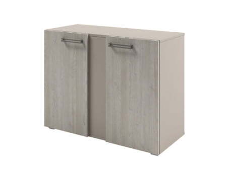 Стеллаж низкий с дверьми Solution D-75 950x414x714 (Акация Морава/Кашемир)