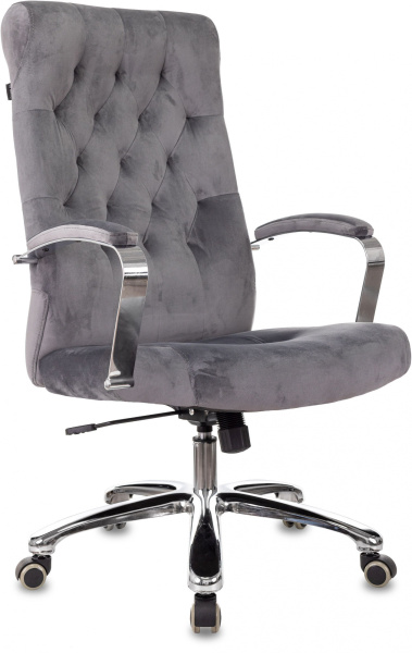 Кресло руководителя T-9928SL Fabric серый Italia 26 крестов. металл хром (Серый)