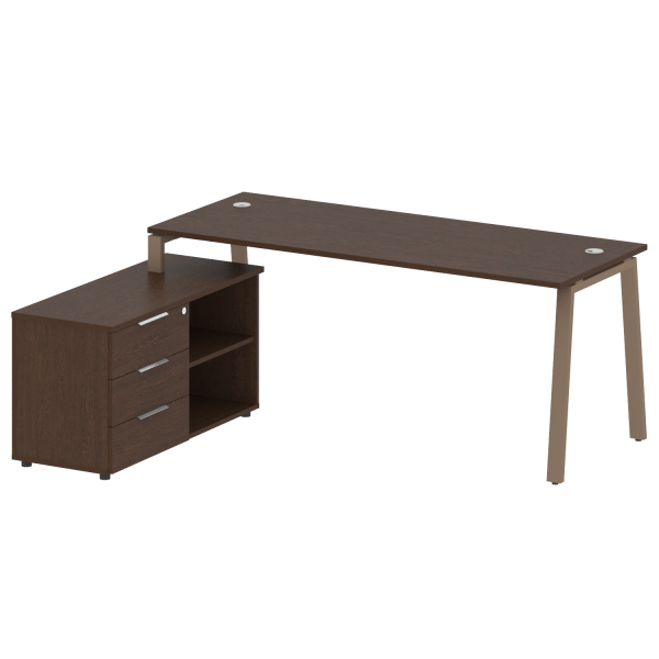 Рабочая станция с тумбой на А-образном м/к Metal System Style БА.РС-СТС-2.5 (L) 1900x1520x750 (Венге Цаво/Мокко металл)