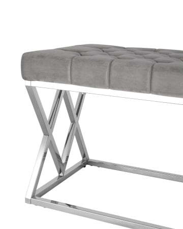 Банкетка ИНСИГНИЯ велюр серый сталь серебро (Банкетка Инсигния серый)