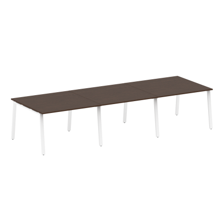 Стол для переговоров (3 столешницы) на А-образном м/к Metal System Style БА.ПРГ-3.2 3600x1235x750 (Венге Цаво/Белый металл)
