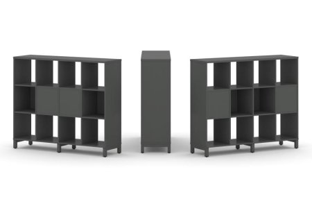 Набор стеллажа 2-х сторонний, 3 яруса SN.NSD-341 (1488х400х1248) (Антрацит/Металл Антрацит)