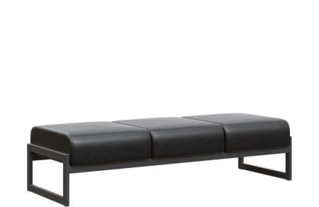 Банкетка трехместная MD.В3  (1855х700х700) (Oregon Черный арт.16/Чёрный металл)