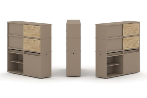 Тумба двойная + высокая надставка ES.NB.2V-22 (1500х410х1520) (Латте/Тиквуд Светлый)