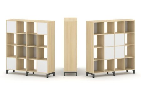 Набор стеллажа 2-х сторонний, 4 яруса SN.NSD-441 (1488х400х1615) (Акация Лорка/Белый/Металл Антрацит)