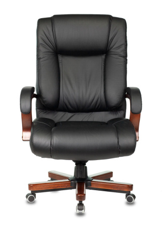 Кресло руководителя T-9925WALNUT черный кожа/кожзам крестов. металл/дерево (Черный)