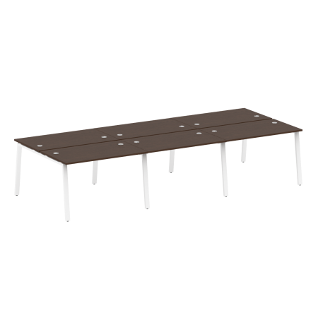Рабочая станция на 6 рабочих места на А-образном м/к Metal System Style БА.СМ-6.2 3600x1475x750 (Венге Цаво/Белый металл)