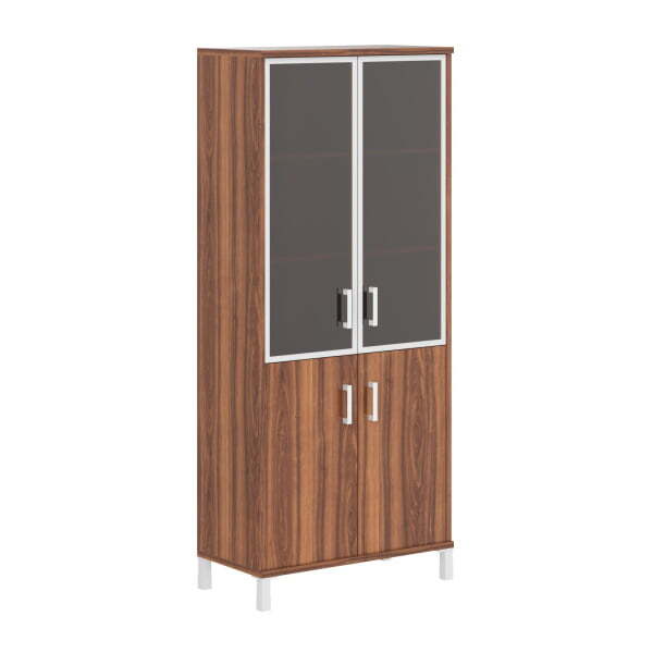 Шкаф широкий, глухие двери без замка+стекло в AL раме Born B-430.4 900x450x2054 (Орех Даллас)