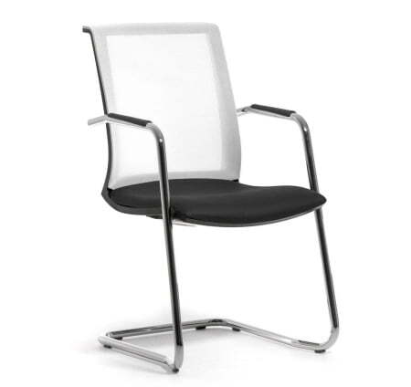 SKIN Кресло на полозьях кожа (Черный/Белый)