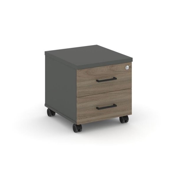 Тумба мобильная 2 ящика стандартные колеса SN.TM-001 (416х460х437) (Антрацит/Вяз Благородный)