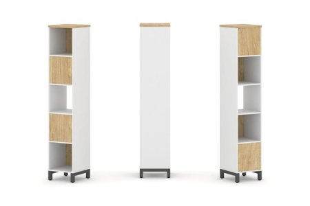 Набор стеллажа 2-х сторонний, 5 ярусов SN.NSD-511 (387х400х1982) (Белый/Тиквуд Светлый/Металл Антрацит)