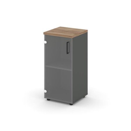 Шкаф низкий узкий SN.STU-302(L) (400х400х833) (Антрацит/Дуб Табак/Прозрачный)